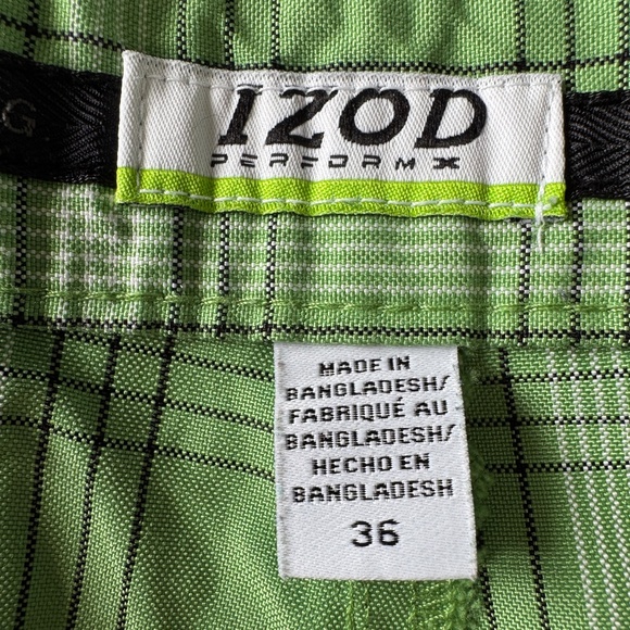 Izod Performx‎ Men's Chino Performance Plaid Golf Shorts Green 36 Outdoor FXG - Picture 2 of 14